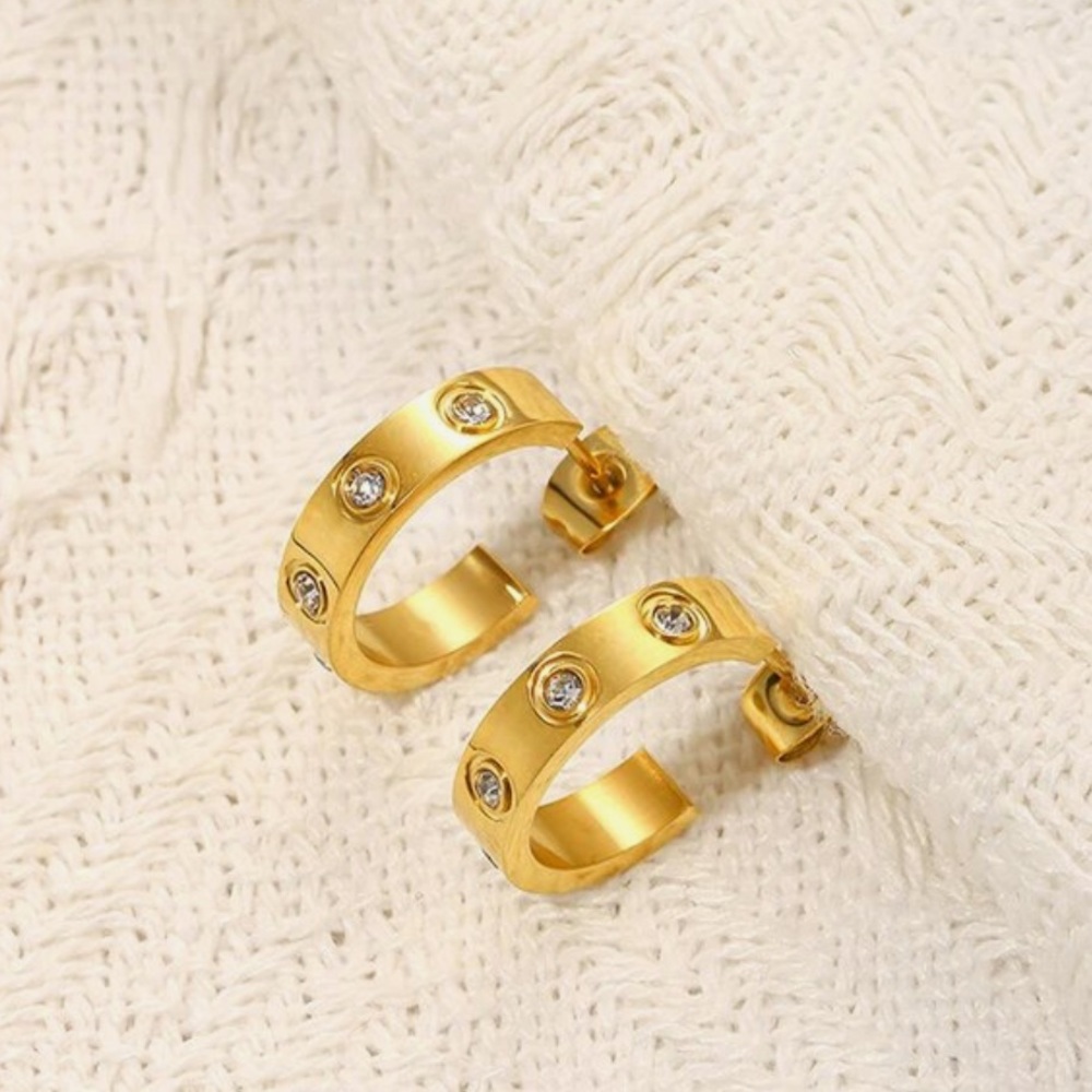Gold Plated Crystal Hoop Earrings